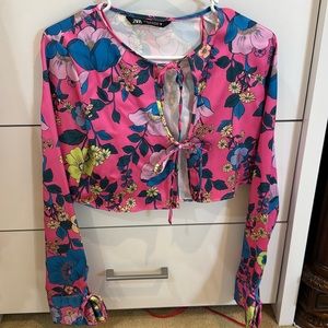Zara tie front blouse